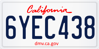 CA license plate 6YEC438