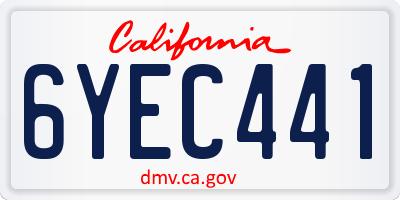 CA license plate 6YEC441
