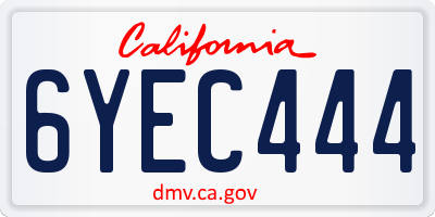 CA license plate 6YEC444