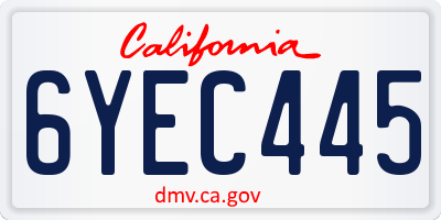 CA license plate 6YEC445