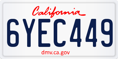 CA license plate 6YEC449