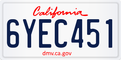 CA license plate 6YEC451