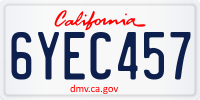 CA license plate 6YEC457