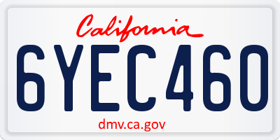 CA license plate 6YEC460