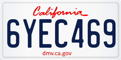 CA license plate 6YEC469