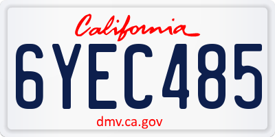 CA license plate 6YEC485