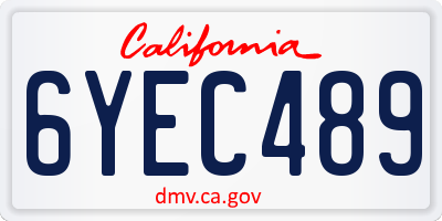 CA license plate 6YEC489