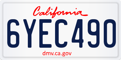 CA license plate 6YEC490