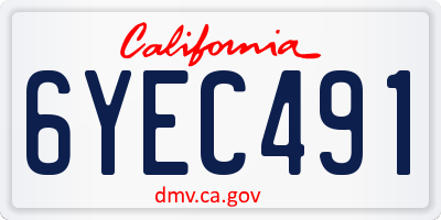 CA license plate 6YEC491