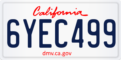 CA license plate 6YEC499