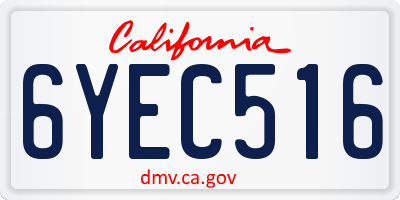 CA license plate 6YEC516