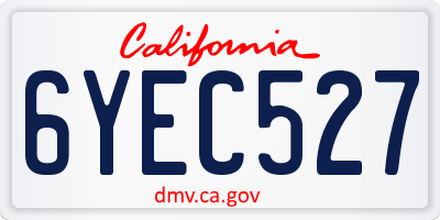 CA license plate 6YEC527