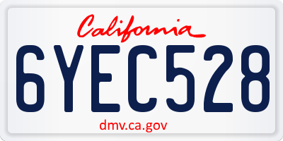 CA license plate 6YEC528