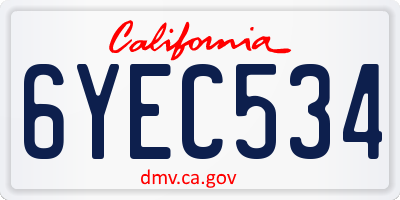 CA license plate 6YEC534