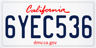 CA license plate 6YEC536