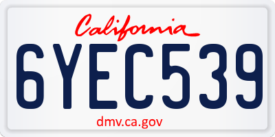 CA license plate 6YEC539
