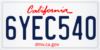 CA license plate 6YEC540