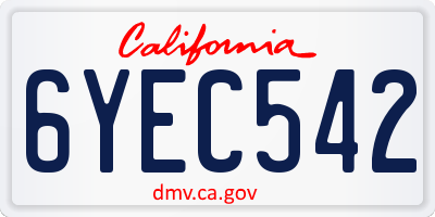 CA license plate 6YEC542
