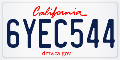 CA license plate 6YEC544