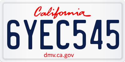 CA license plate 6YEC545