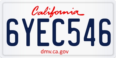CA license plate 6YEC546