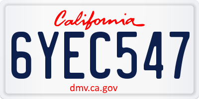 CA license plate 6YEC547