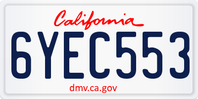 CA license plate 6YEC553