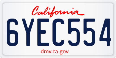 CA license plate 6YEC554