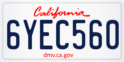 CA license plate 6YEC560