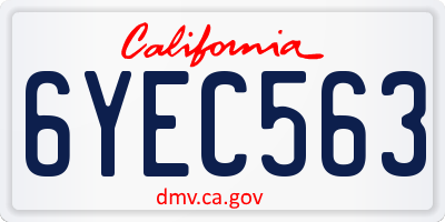 CA license plate 6YEC563