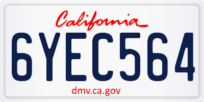CA license plate 6YEC564
