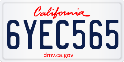 CA license plate 6YEC565