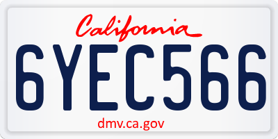 CA license plate 6YEC566