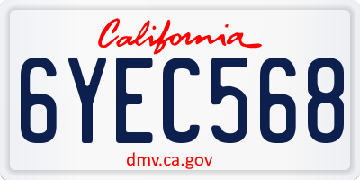 CA license plate 6YEC568