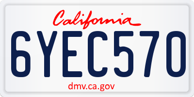 CA license plate 6YEC570