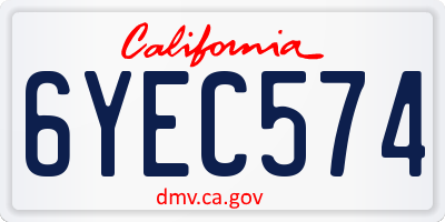 CA license plate 6YEC574