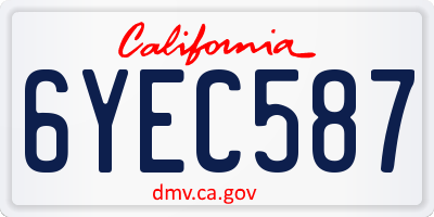 CA license plate 6YEC587