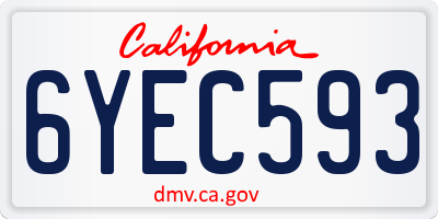 CA license plate 6YEC593