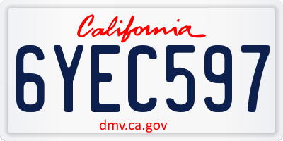 CA license plate 6YEC597