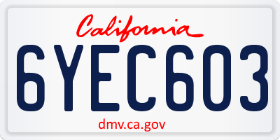 CA license plate 6YEC603