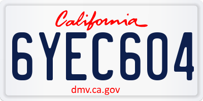 CA license plate 6YEC604
