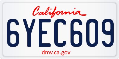 CA license plate 6YEC609