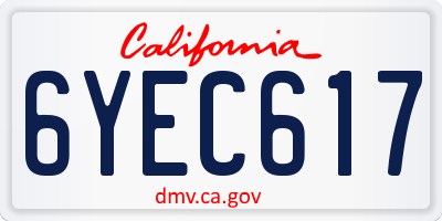 CA license plate 6YEC617