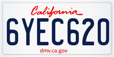 CA license plate 6YEC620