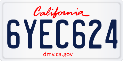 CA license plate 6YEC624