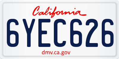 CA license plate 6YEC626