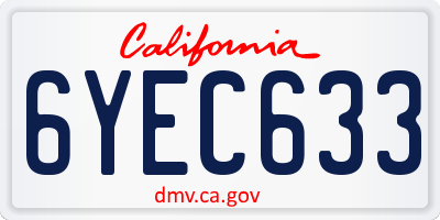 CA license plate 6YEC633