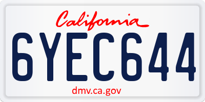 CA license plate 6YEC644