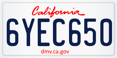 CA license plate 6YEC650