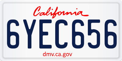 CA license plate 6YEC656